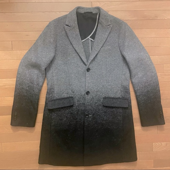 Armani Exchange Gray and Black Pea Coat